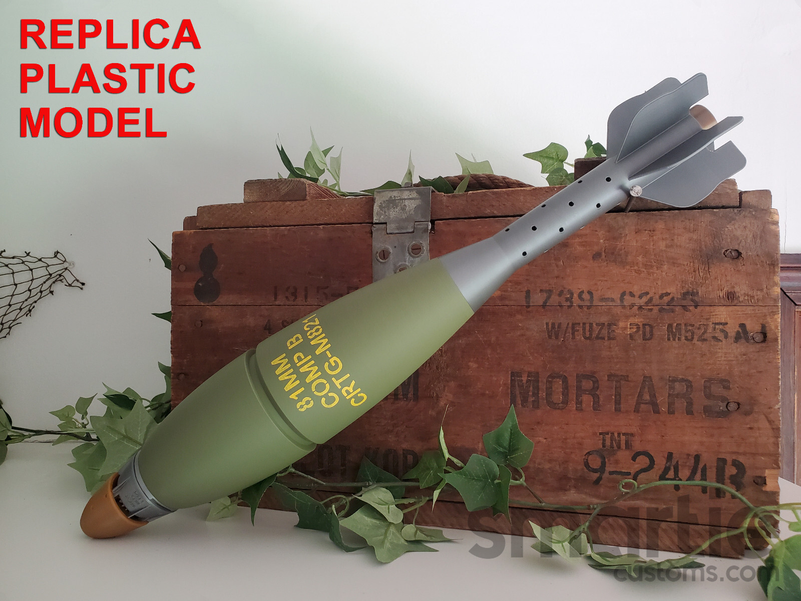 DUMMY M821 M889 81mm Mortar Shell Round – Accurate Size Plastic Replica