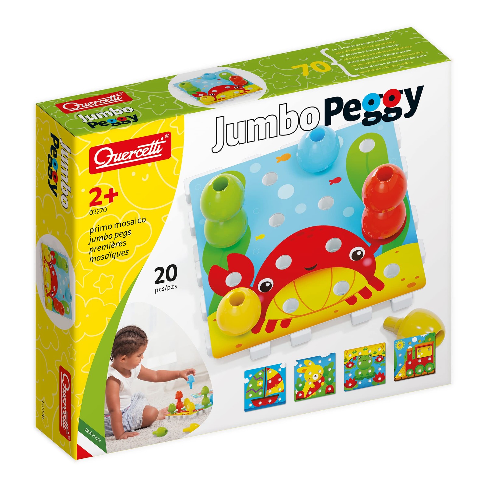 Quercetti 2270 Quercetti-2270 Jumbo Peggy-Early Learning Button Art Game Constru