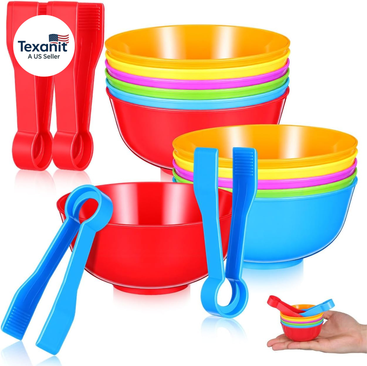 2Sets Rainbow Color Sorting Cups Counting and Matching for Bowls Tweezers Early