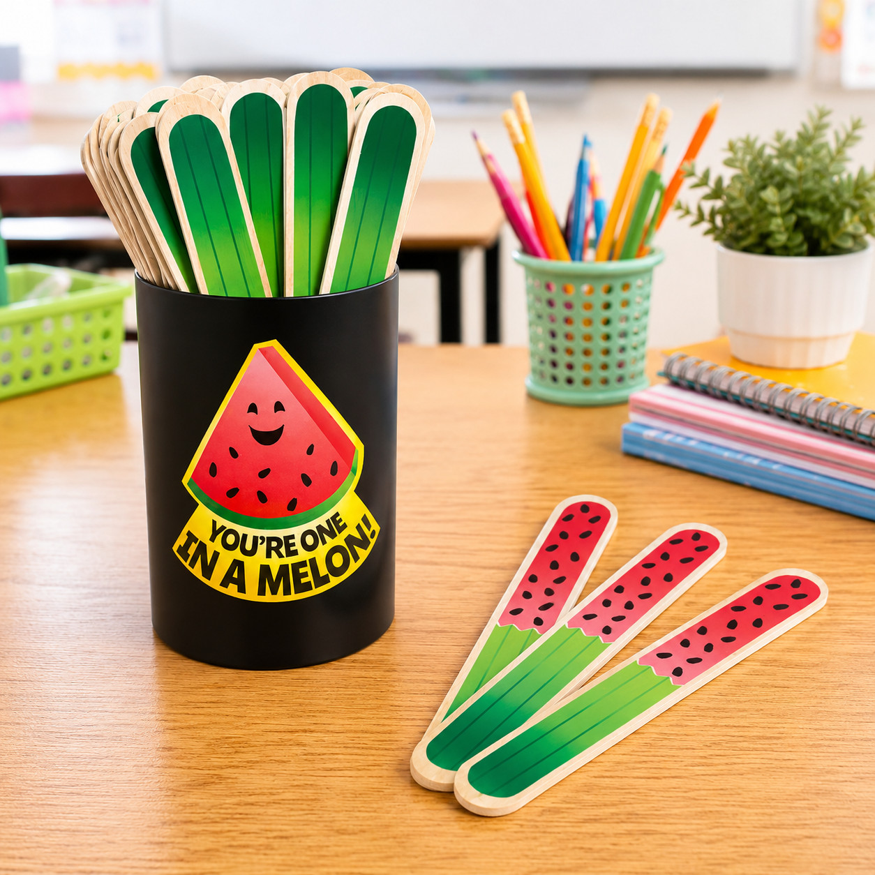 Watermelon Name Sticks 36 Pcs Classroom Teacher Wood 6 In Student Picker Set New