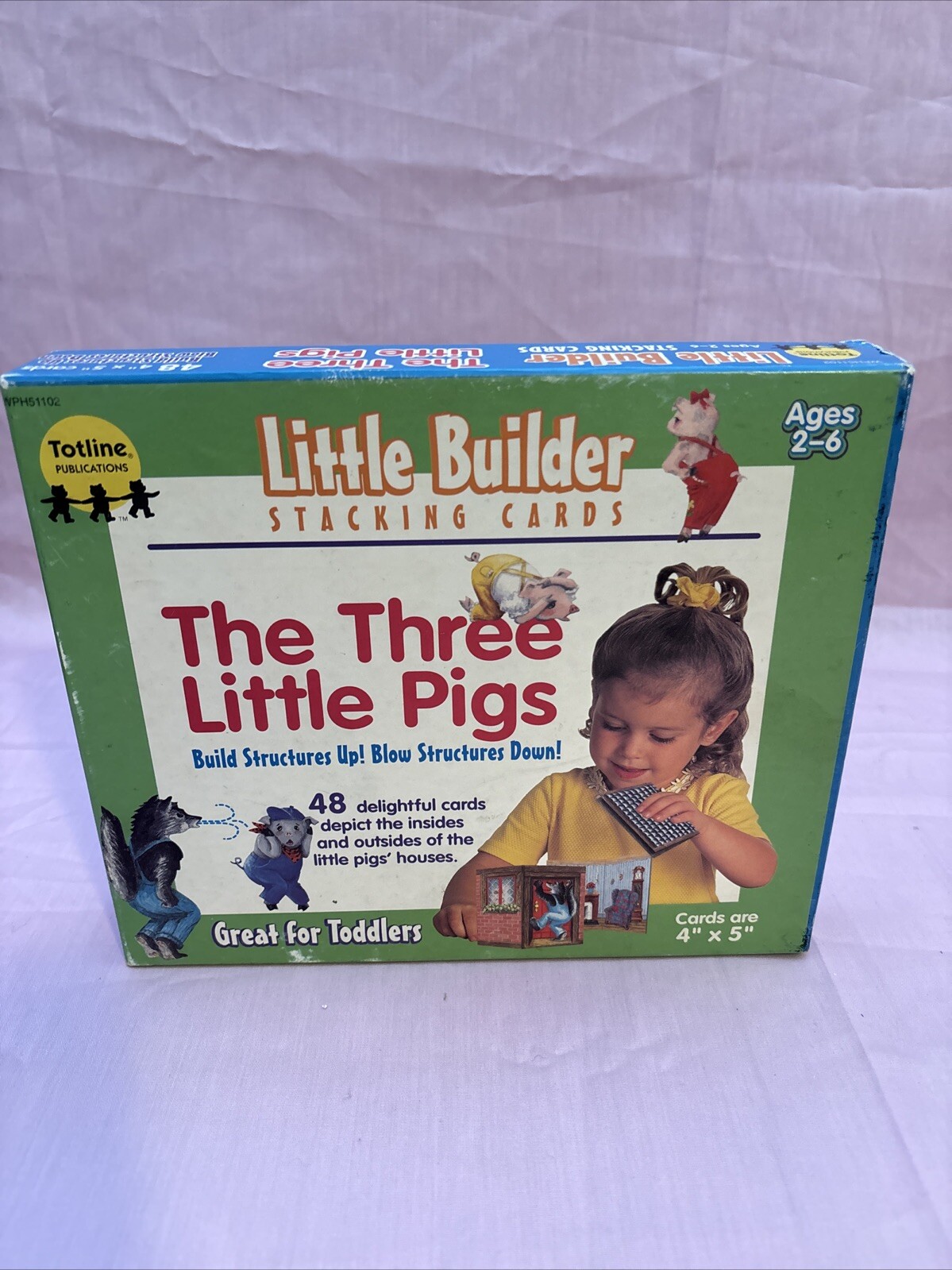 1999 Toteline Publications Little Builder Stacking Cards “The Three Little Pigs”