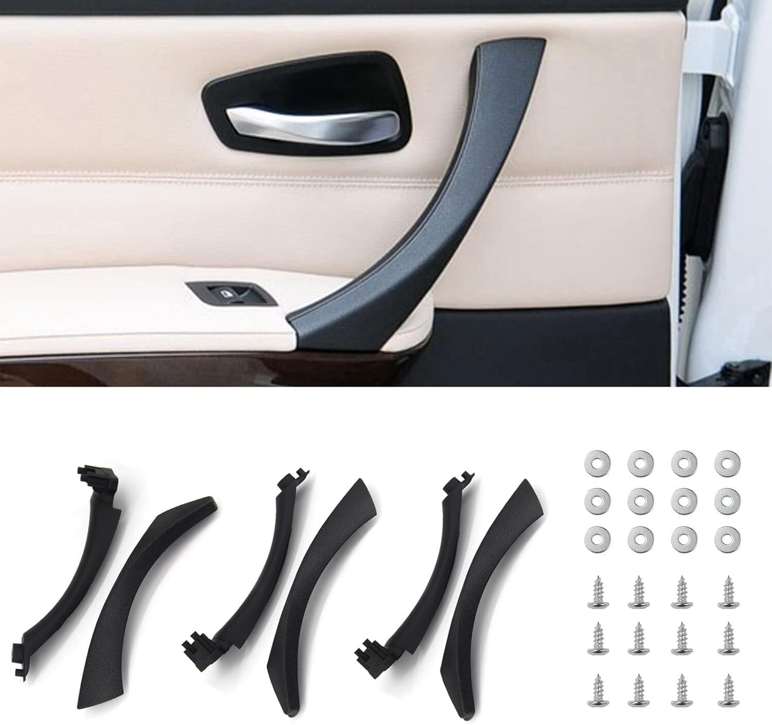 Inner Door Panel Handle and Door Pull Outer Trim Cover 1 Rear Left 2 Front Rear
