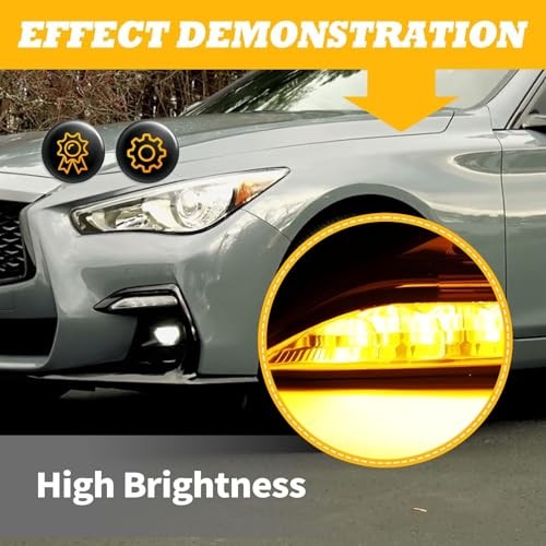 Pair Left Right Front Bumper Light Assembly Compatible with Q50 Sport 2014