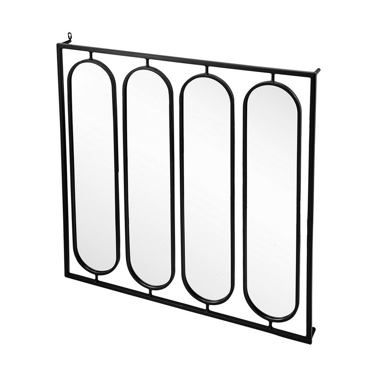 Benjara 36″ Modern Wall Decor- 4 Swiveling Oblong Mirrors- Black Metal Frame