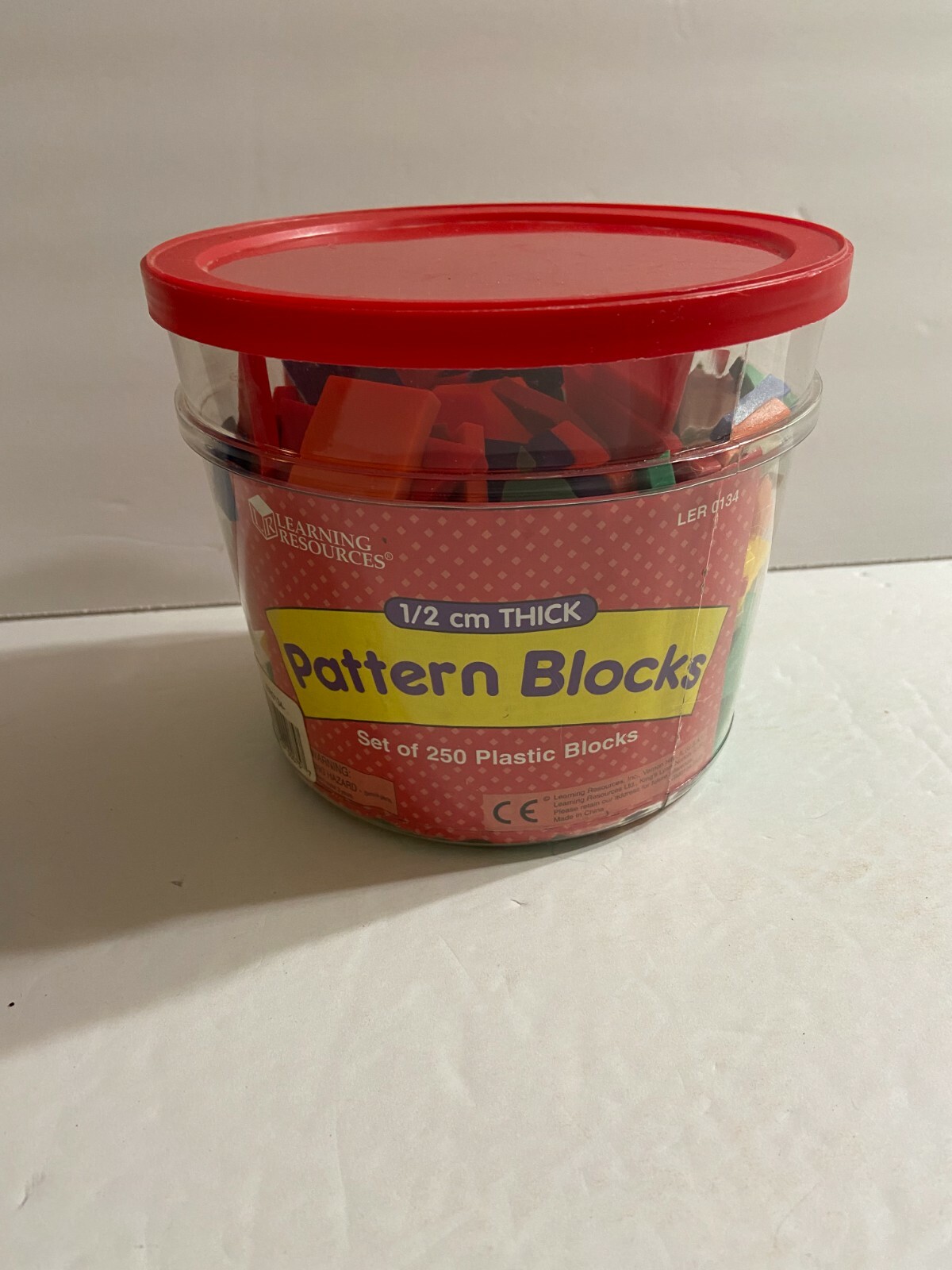 Learning Resources Pattern Block 1/2 cm Thick 250 Brightly Colored Plastic Block