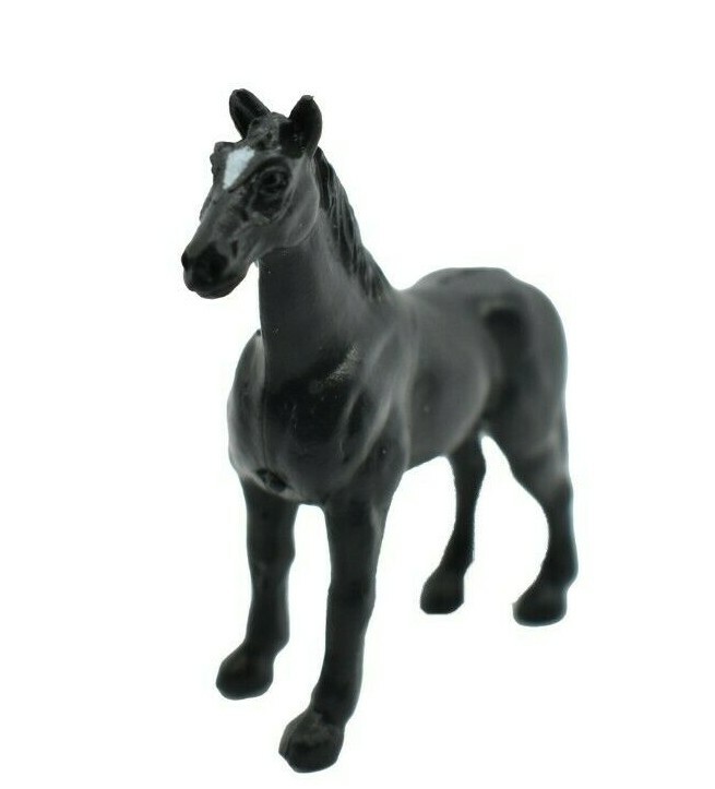 Horse, Black Plastic Toy Animal, Realistic Figure, Farm Model 2 Inches F4159
