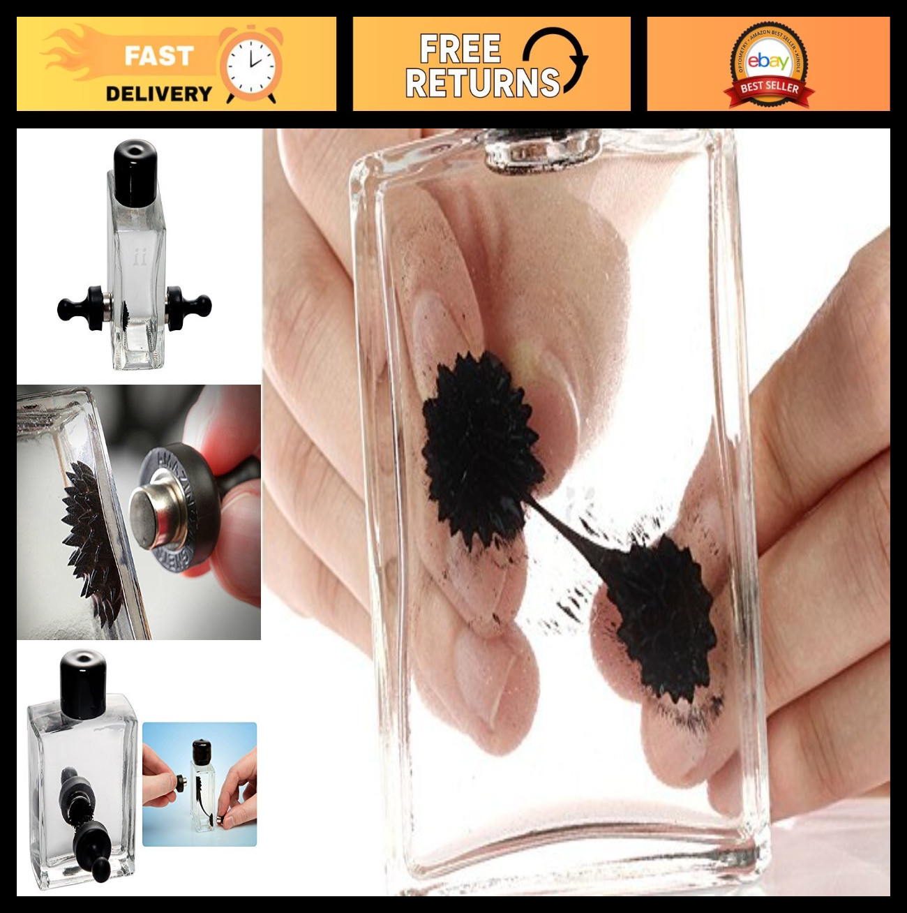 Ferrofluid Magnetic Display Bottle – Science Desk Toy, Magnetism Liquid Kit