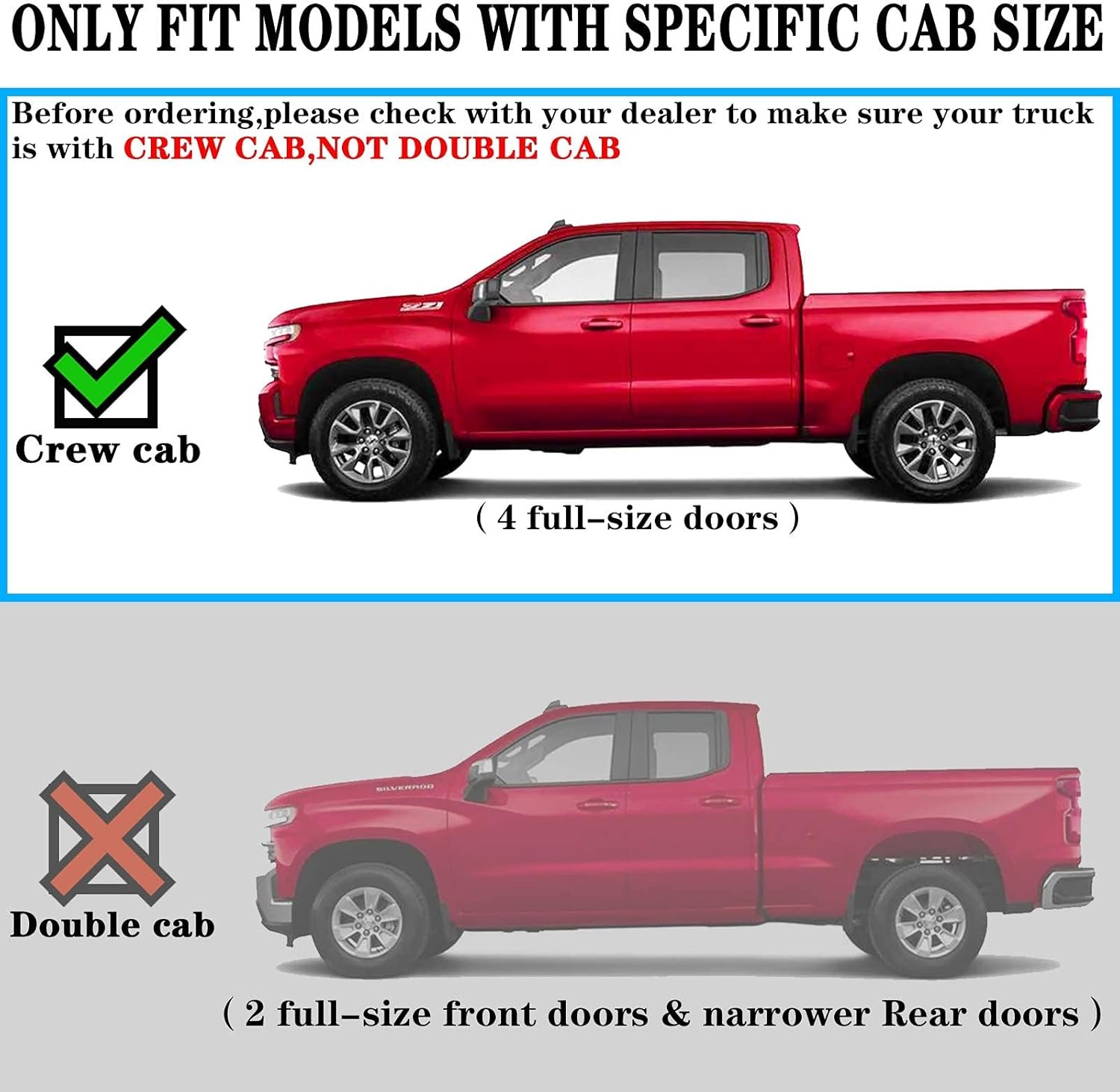 19-25 Chevy Silverado GMC Sierra 1500 2500 3500 Crew Cab 6″ Running Boards Flat
