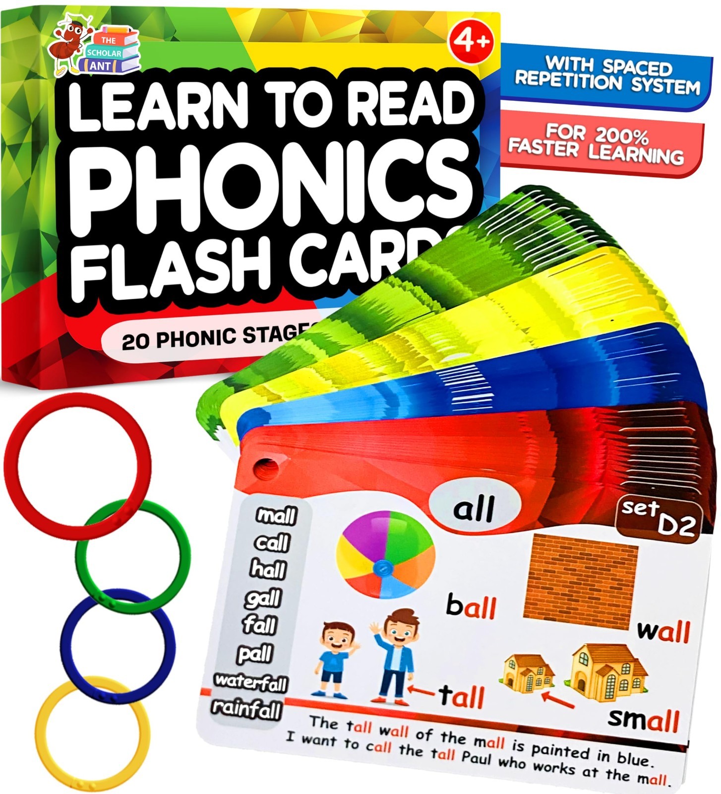 Phonics Flash Cards for Kids – Learn to Read with Spaced Repetition, CVC, Digrap