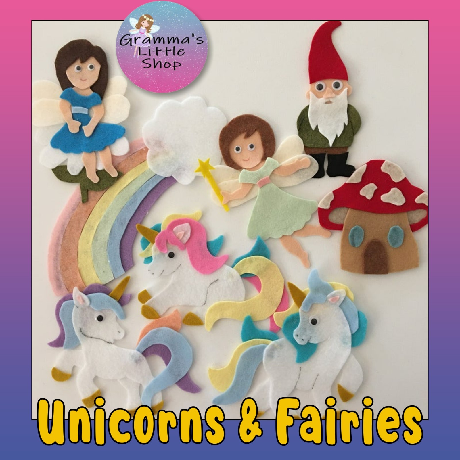 Unicorns and Fairies Sample Set for Felt or Flannel Board Play
