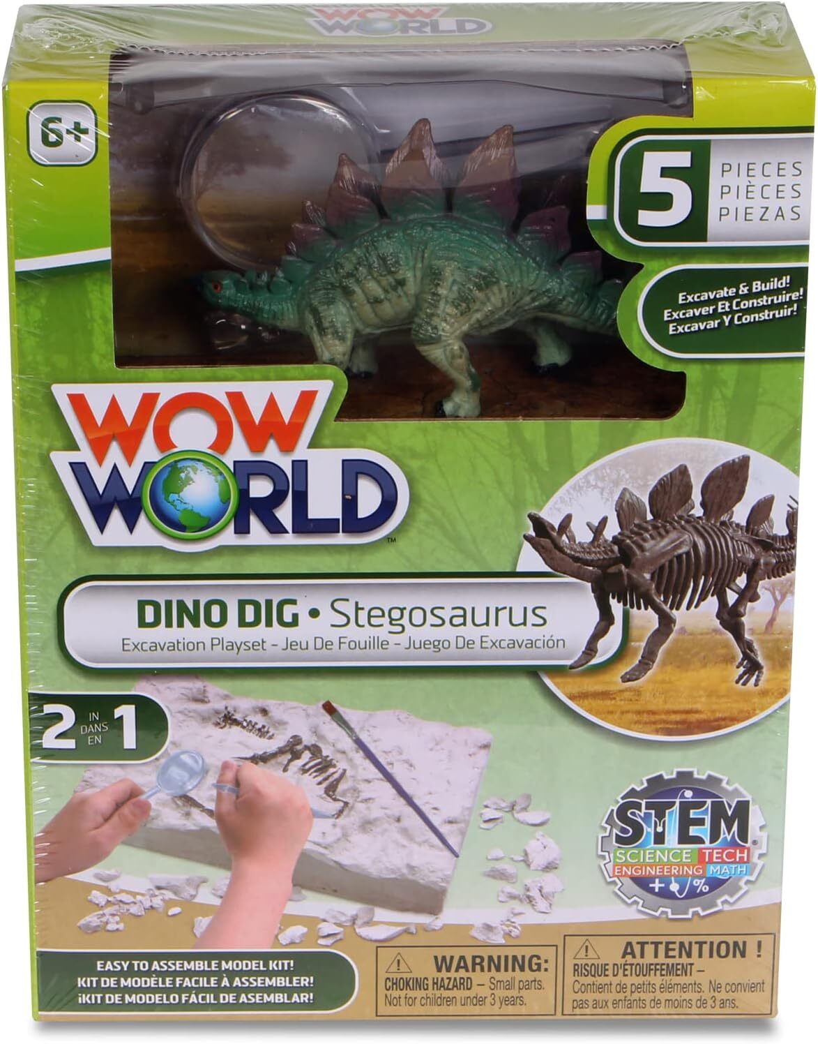 Wow World Dino DIG Excavation Playset STEM Science Tech Math 2 in 1