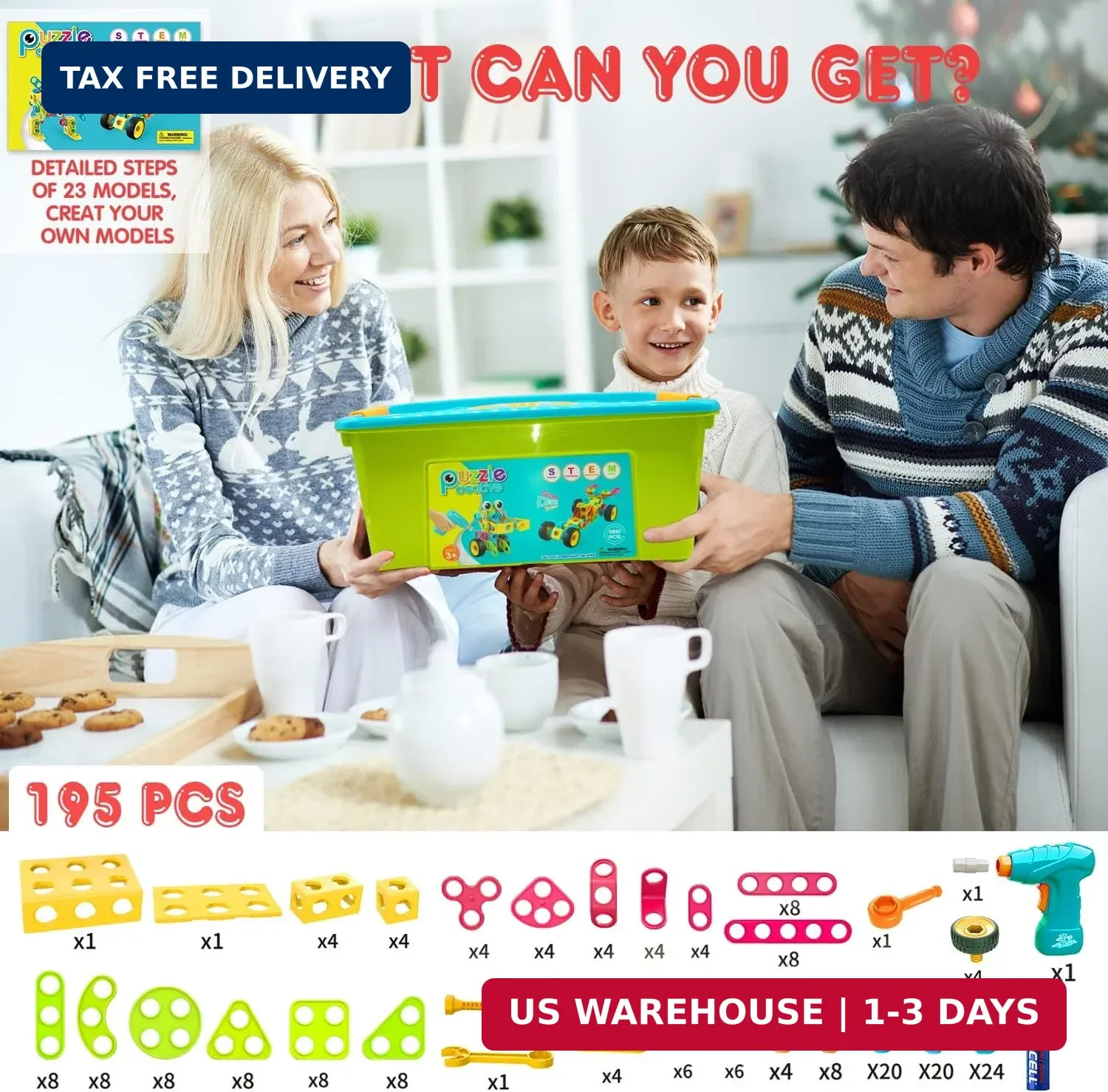 NXONE 195 PCS Educational STEM Toys for Boys and Girls Ages 3 4 5 6 7 8 9 10 Con
