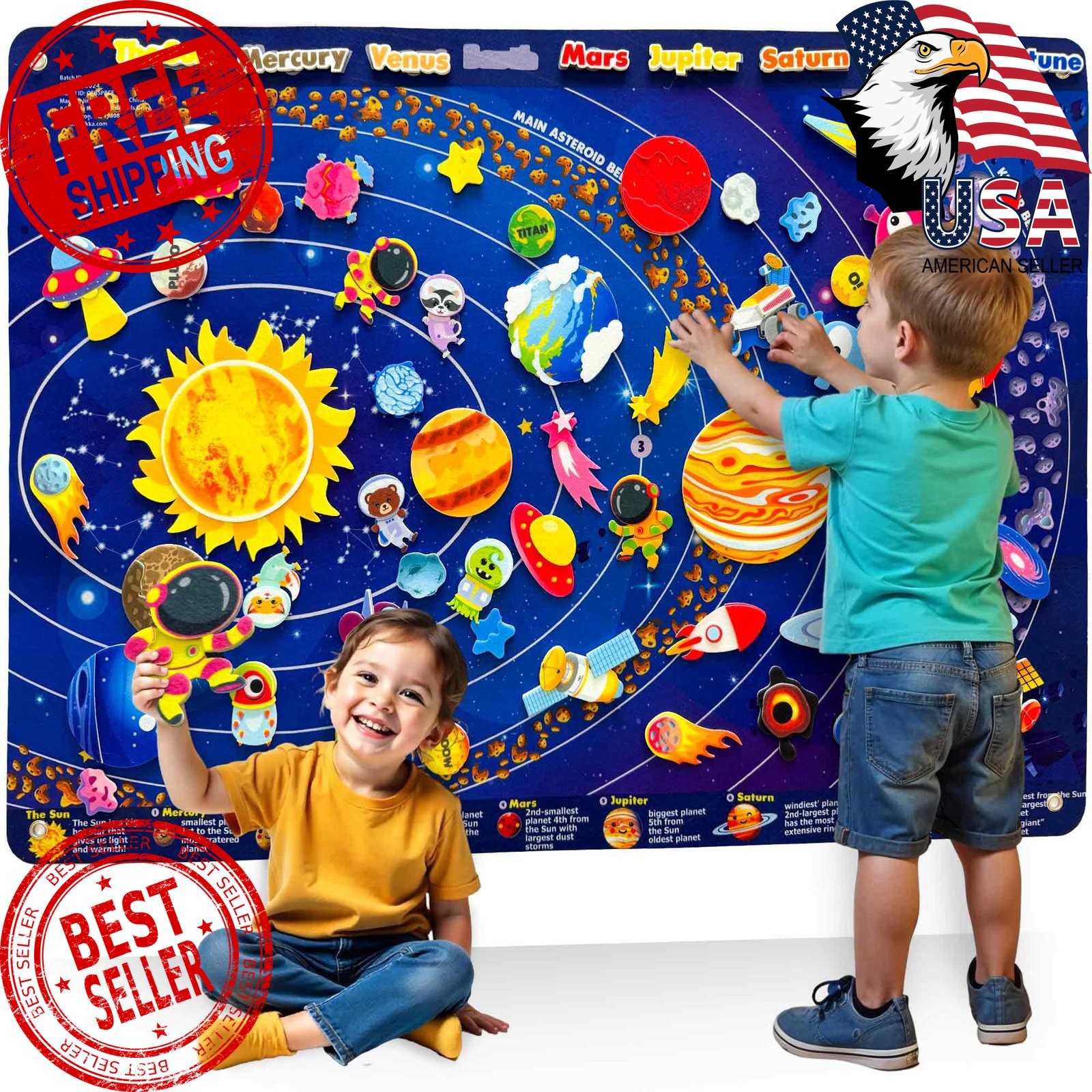 Quokka Space Felt Board Ages 3-5 Learning Toy