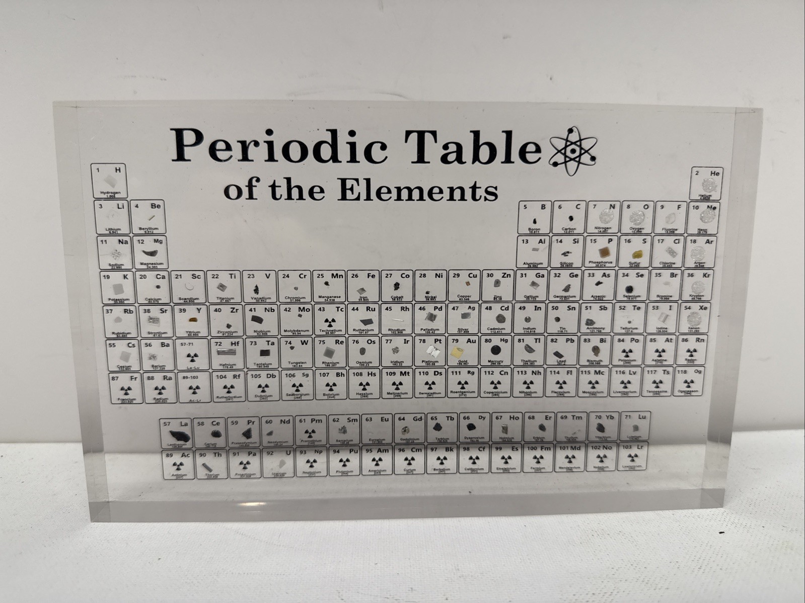 Periodic Table of Elements Embedded Elements Acrylic Display for Teaching 8”x5”