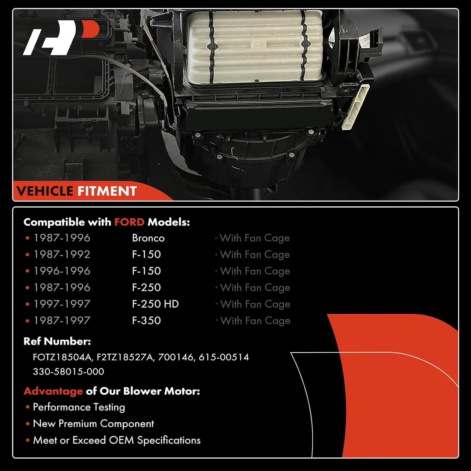 HVAC Heater Blower Motor Assembly Compatible with Ford Vehicles – Bronco, F-150,