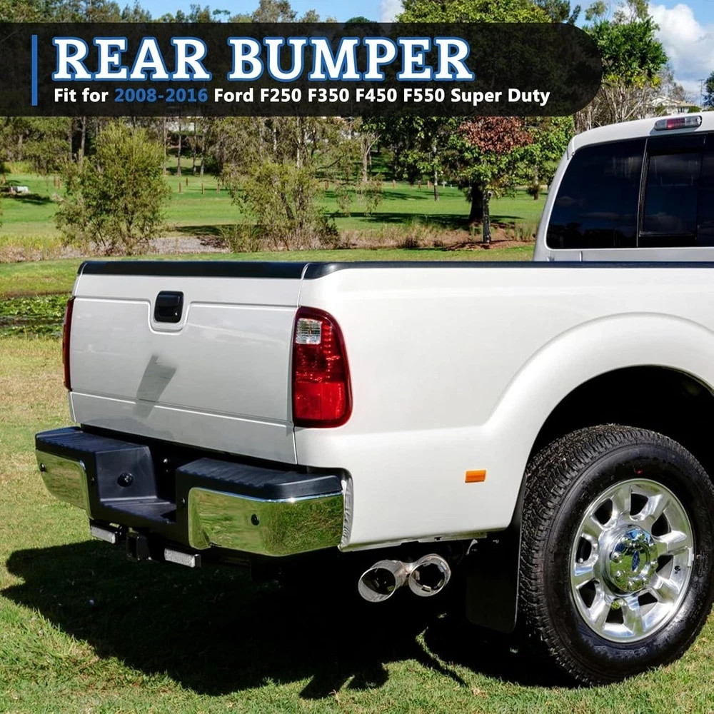 08-16 Ford F250 F350 F450 Rear Step Bumper Assembly Chrome w/ Sensor Holes