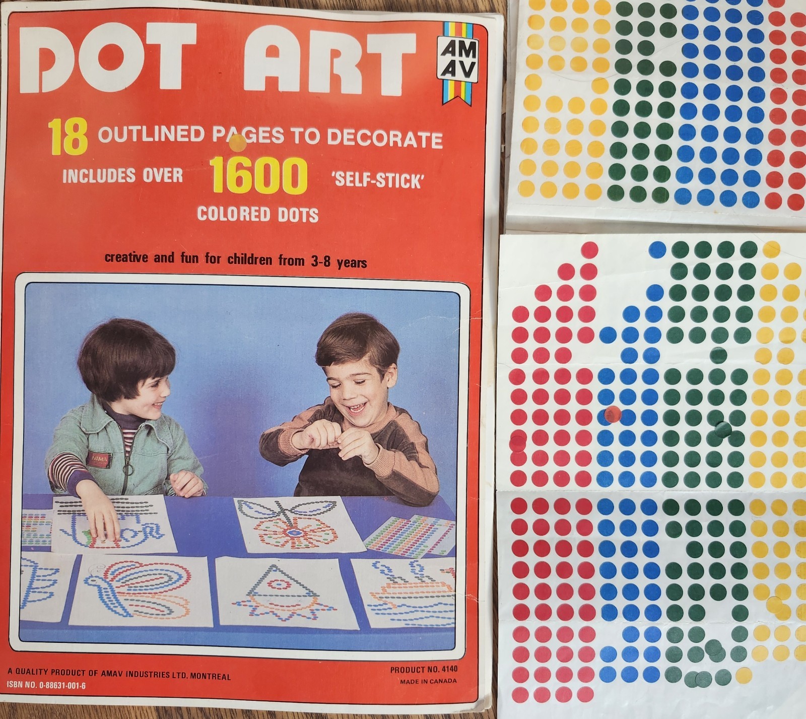 Vintage 1970s Dot Art Activity Book AMAV Canada w Stickers Kids Craft