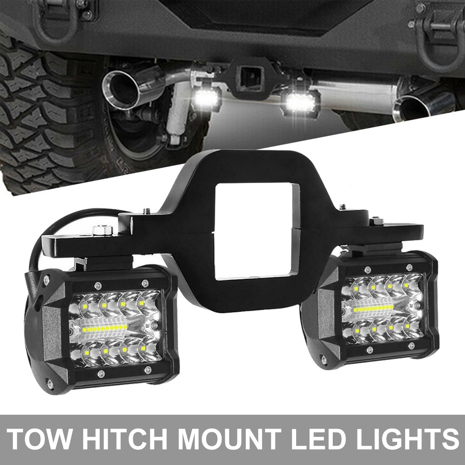 4″ LED Work Light Pods with 2.5″ Towing Hitch Mount Brackets for Truck SUV Off-R