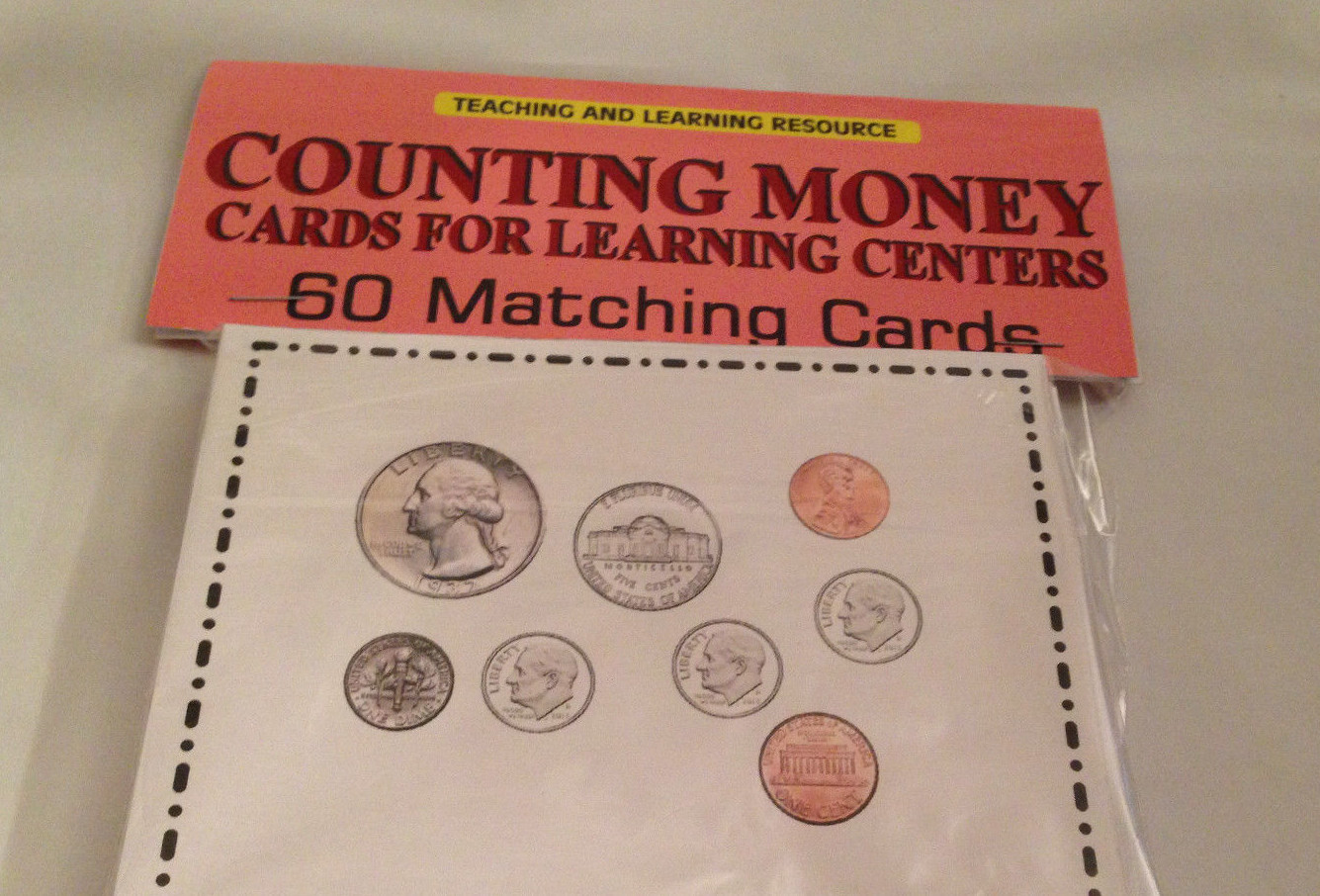 Counting Money – Cards for Learning Center 60 Cards- math money Teaching supplie