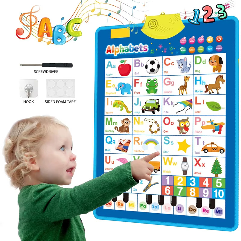 Electronic English Alphabet Wall Chart Talking ABC Letters 123S Music Poster Edu