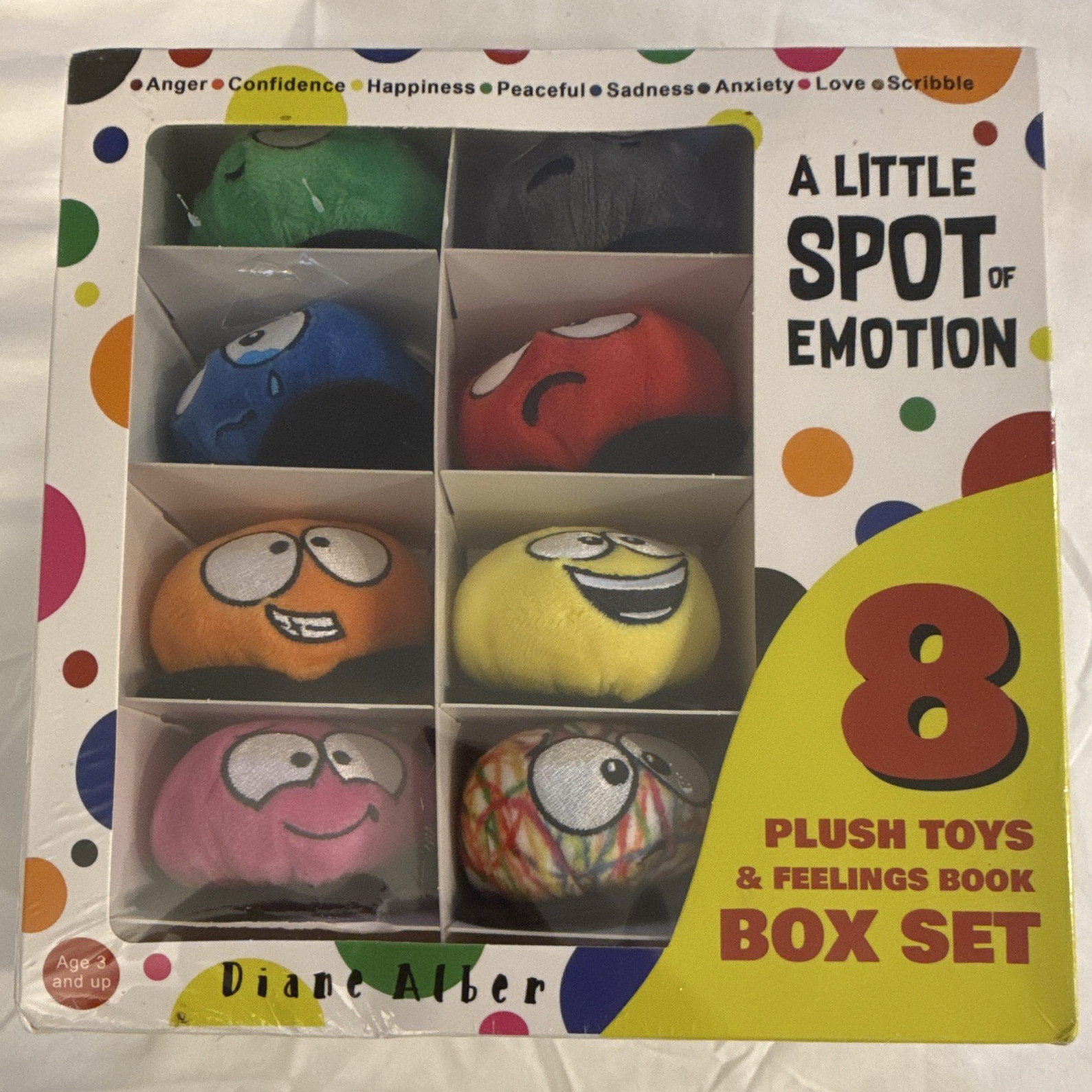 Diane Alber A Little SPOT of Emotion Box Set 8 Plush Toys & Feelings Book&poster