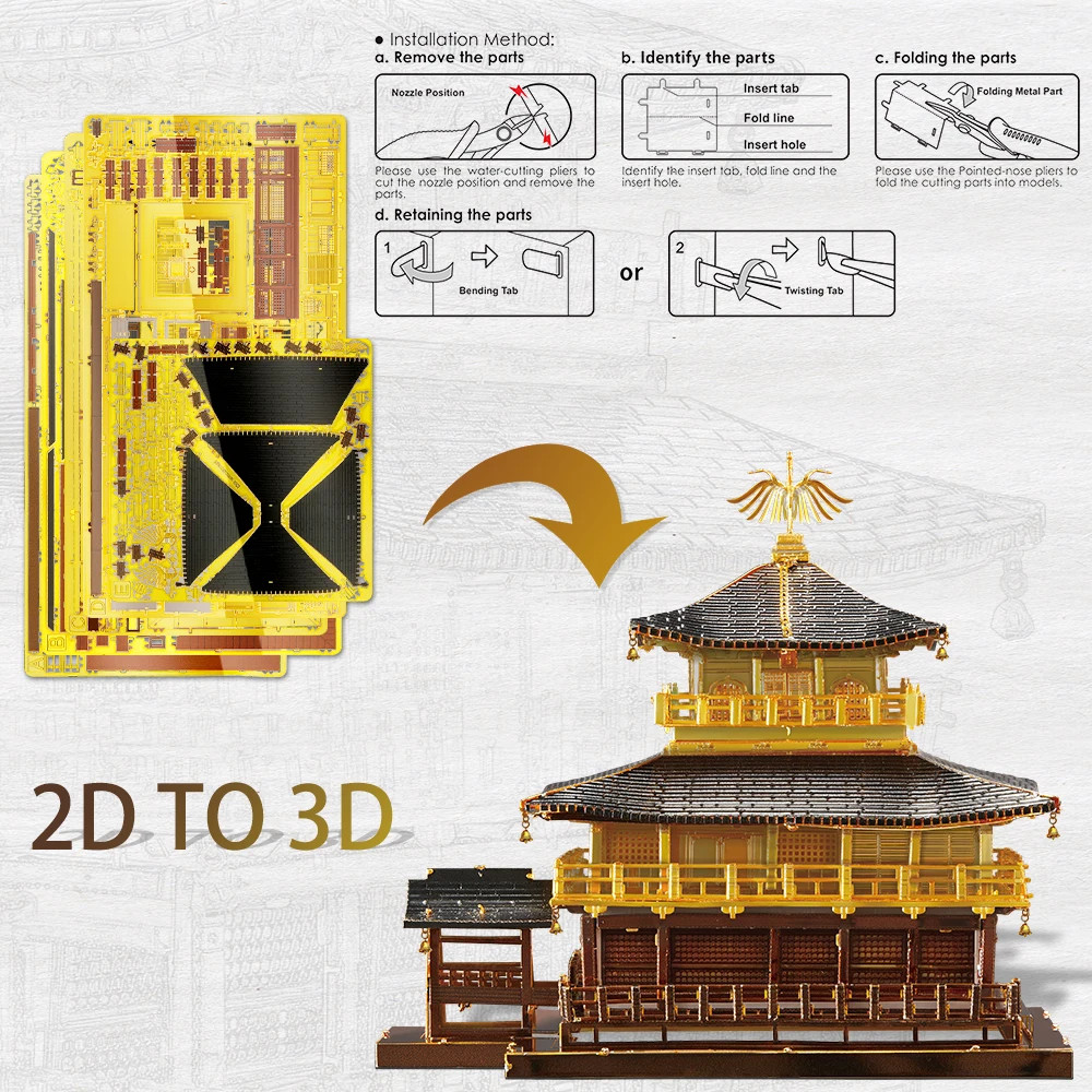 3D Puzzles Model Building Kit Construction Series Metal House Toy Christmas Gift