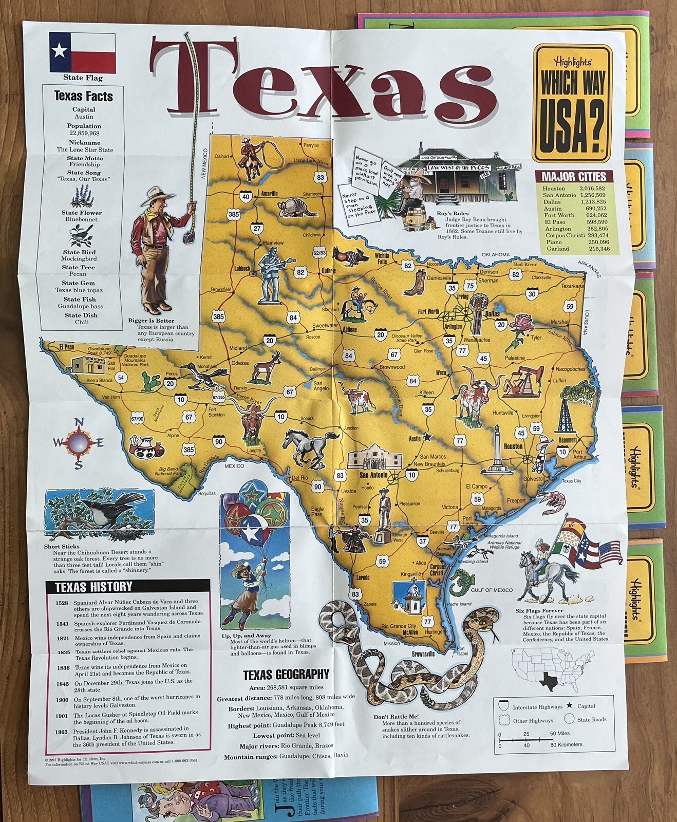 Highlights Which Way USA? State Maps Fun Facts 1999 Educational Collectible