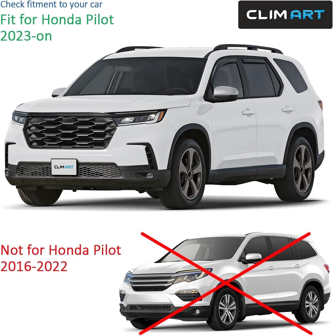 CLIM ART In-Channel Rain Guards Honda Pilot 2023-2026 Window Deflectors #R026