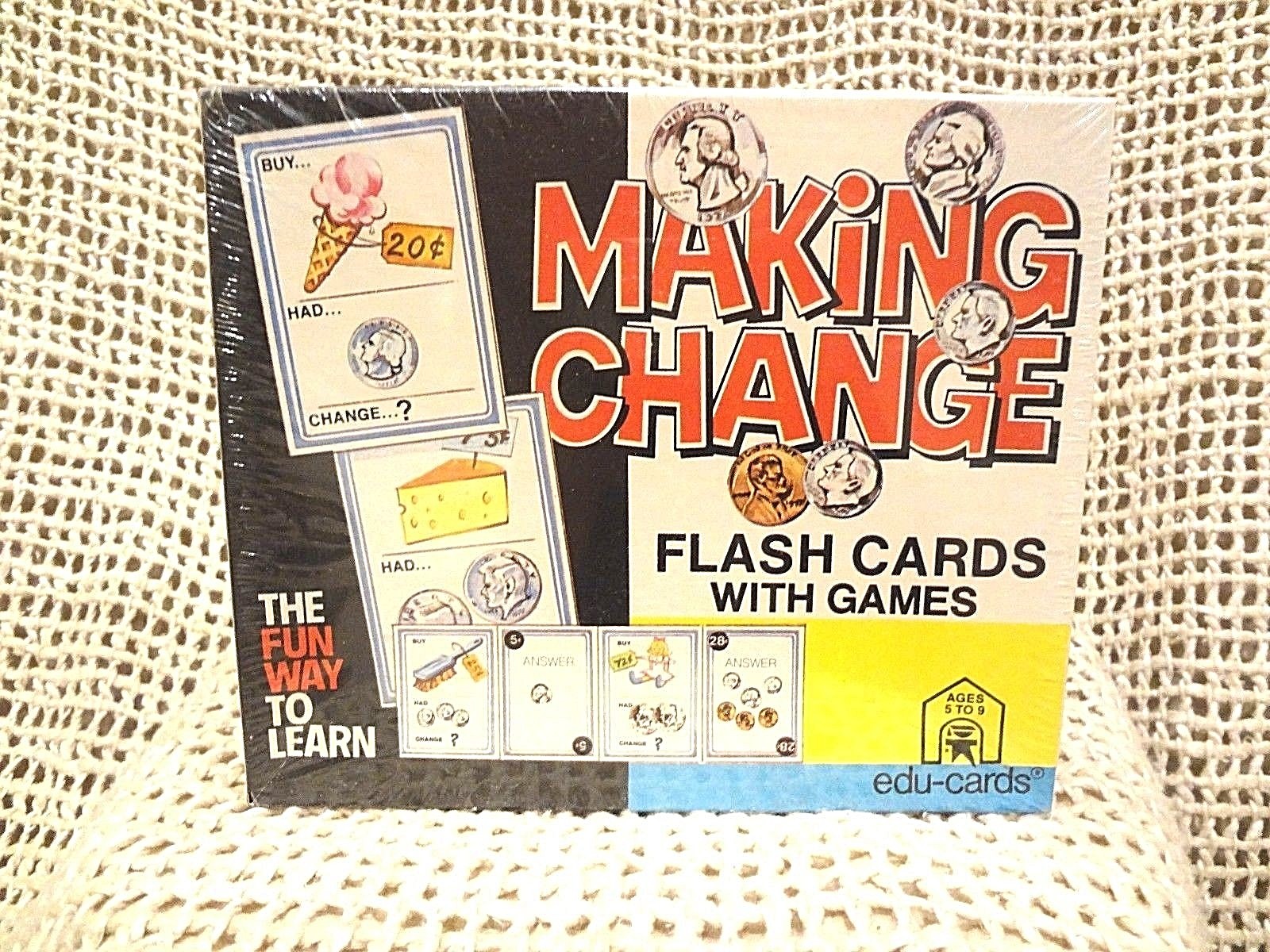 Vtg 1977 Binney & Smith MAKING CHANGE Flash Cards w/ Games ORIG. FACTORY SEALED