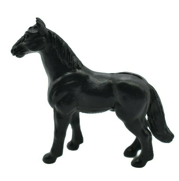 Horse, Black Plastic Toy Animal, Realistic Figure, Farm Model 2 Inches F4159