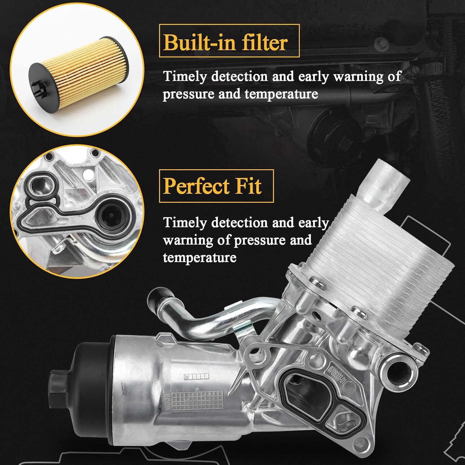 55566784 Engine Oil Cooler Filter Housing Assembly Adapter with Filter Insert,
