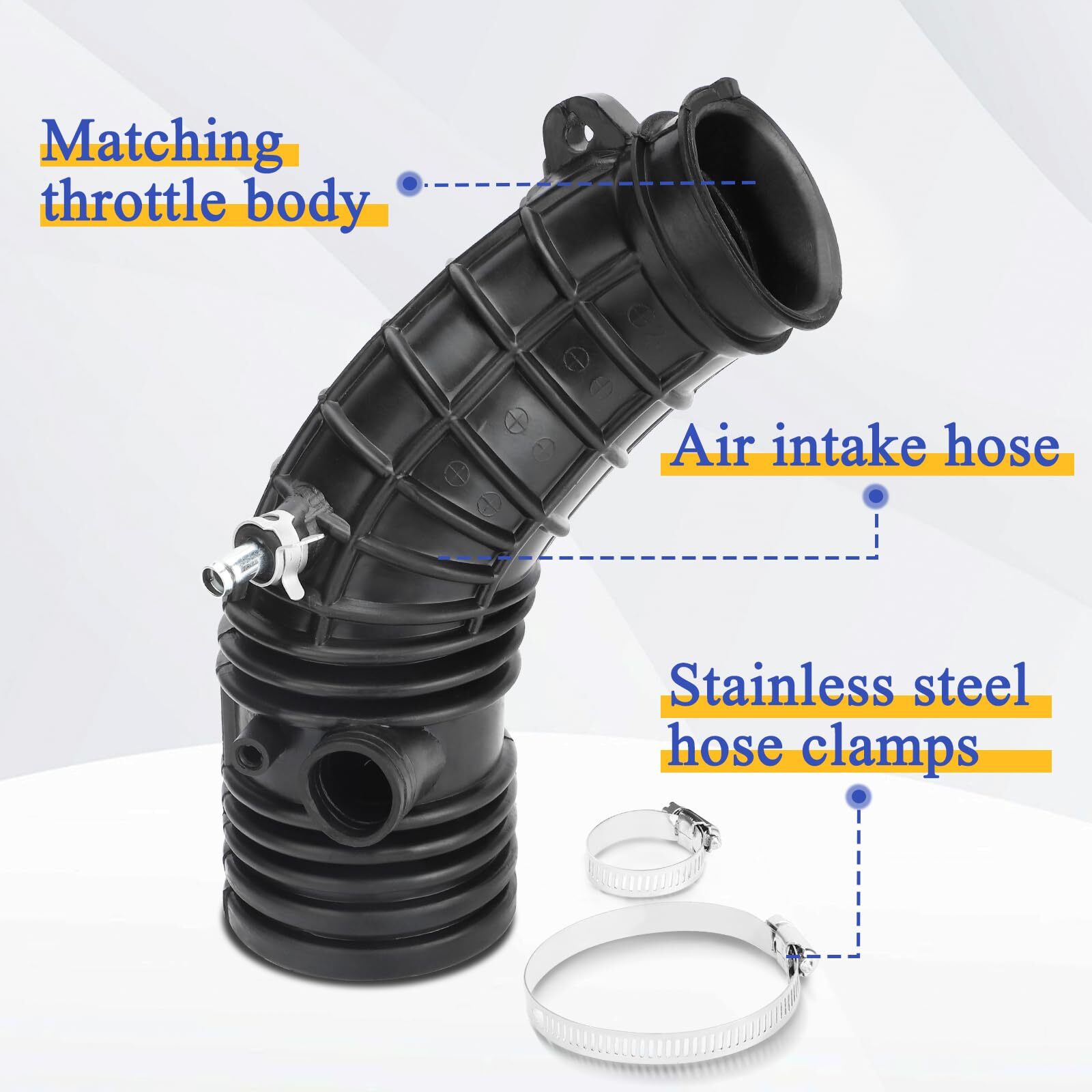 Air Intake Hose Cleaner Tube with Clamps for Honda Accord L4 2.4L 2003 2004 2…