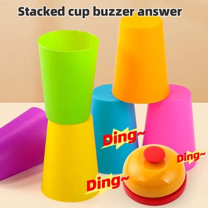 Montessori Stack Cup Game with Cards Kids Educational Logic Training Toy