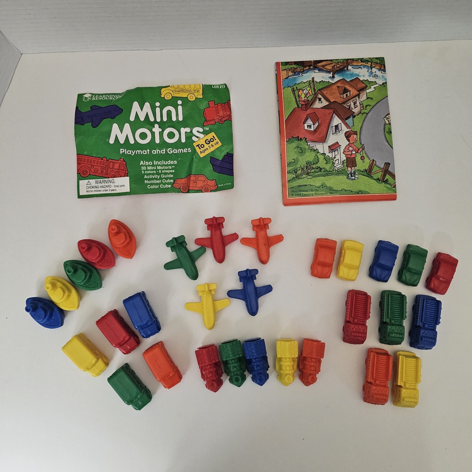 Vtg Learning Resources Mini Motors 30 Piece Education Manipulative Games Playmat