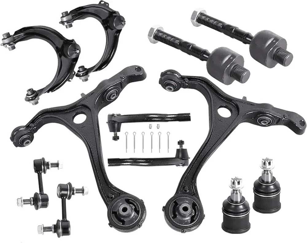 12Pcs Front Upper Lower Control Arm Suspension Kits with Ball Joint Tie Rod End,