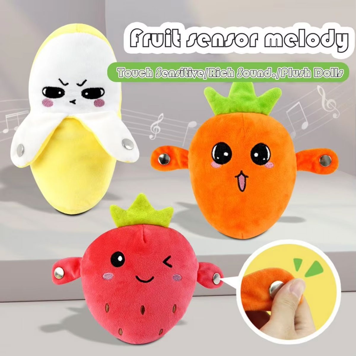 Fruit Musical Dooll Sensing Beat Plush Toys Electric Plush Toy US