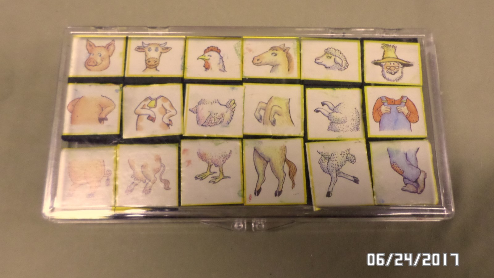 2299M Rubber Stamp 18 Piece Set Farmer & Farm Animals TEACHING FIGURES EXC !!