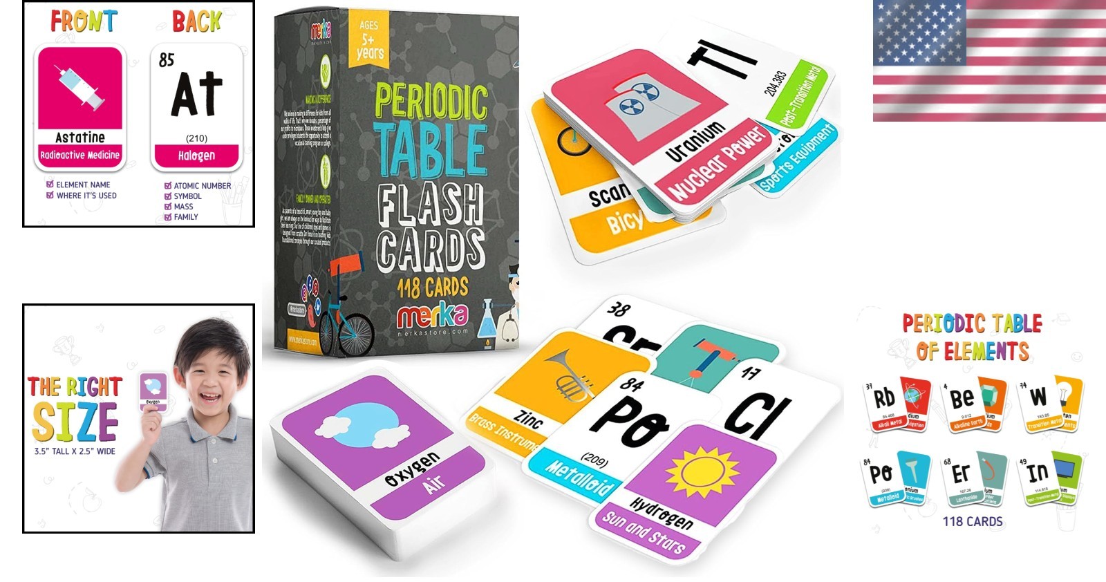 118 Laminated Multicolor Periodic Table Flashcards – Fun Chemistry Tool for Kids