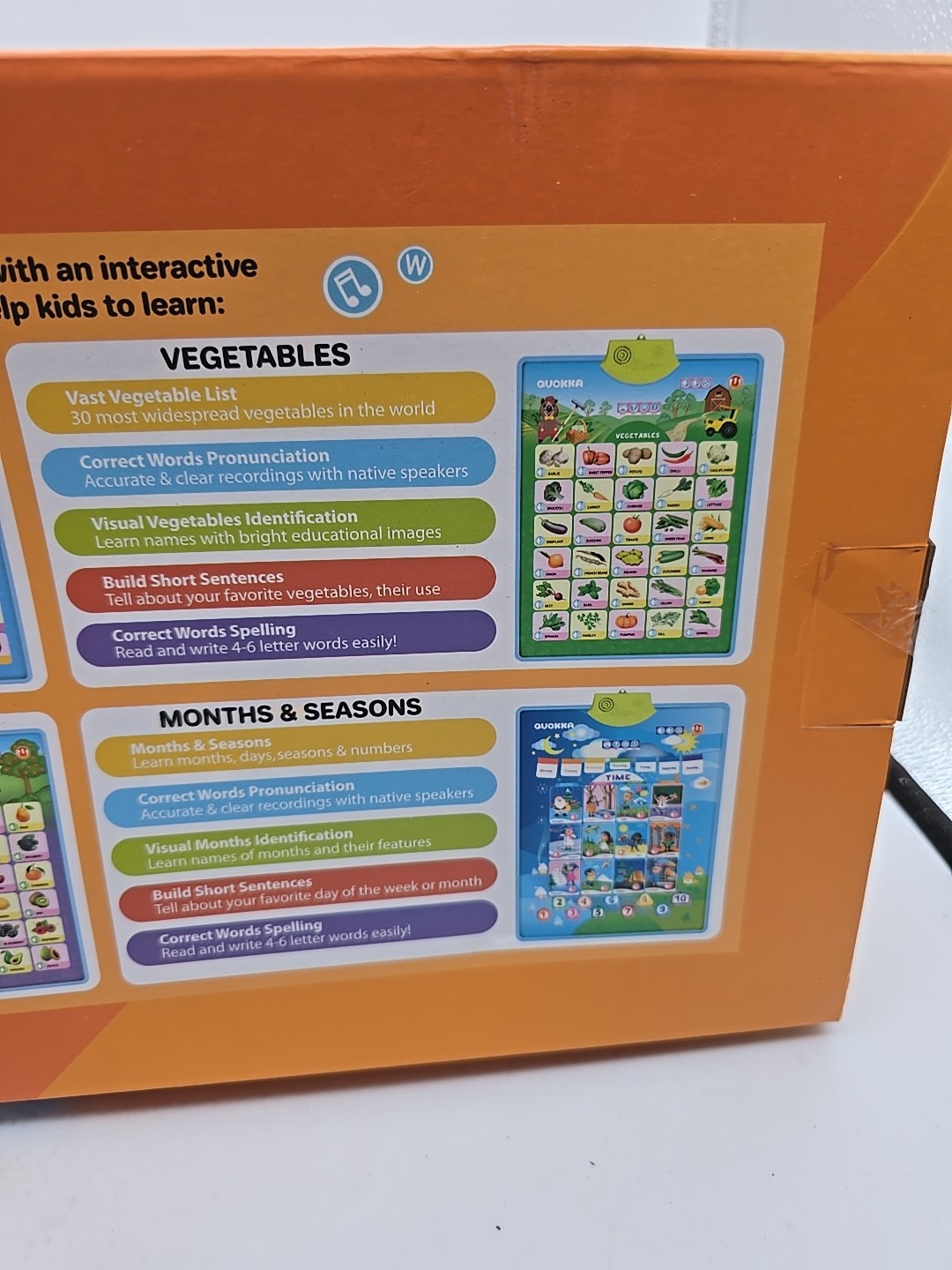 QUOKKA Interactive Learning Posters 4 In 1 Set Homeschooling Preschool School
