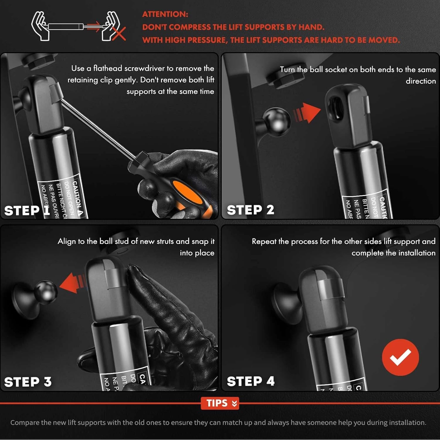 A-Premium Front Hood Lift Supports Shocks Struts Compatible with Ford Models – F
