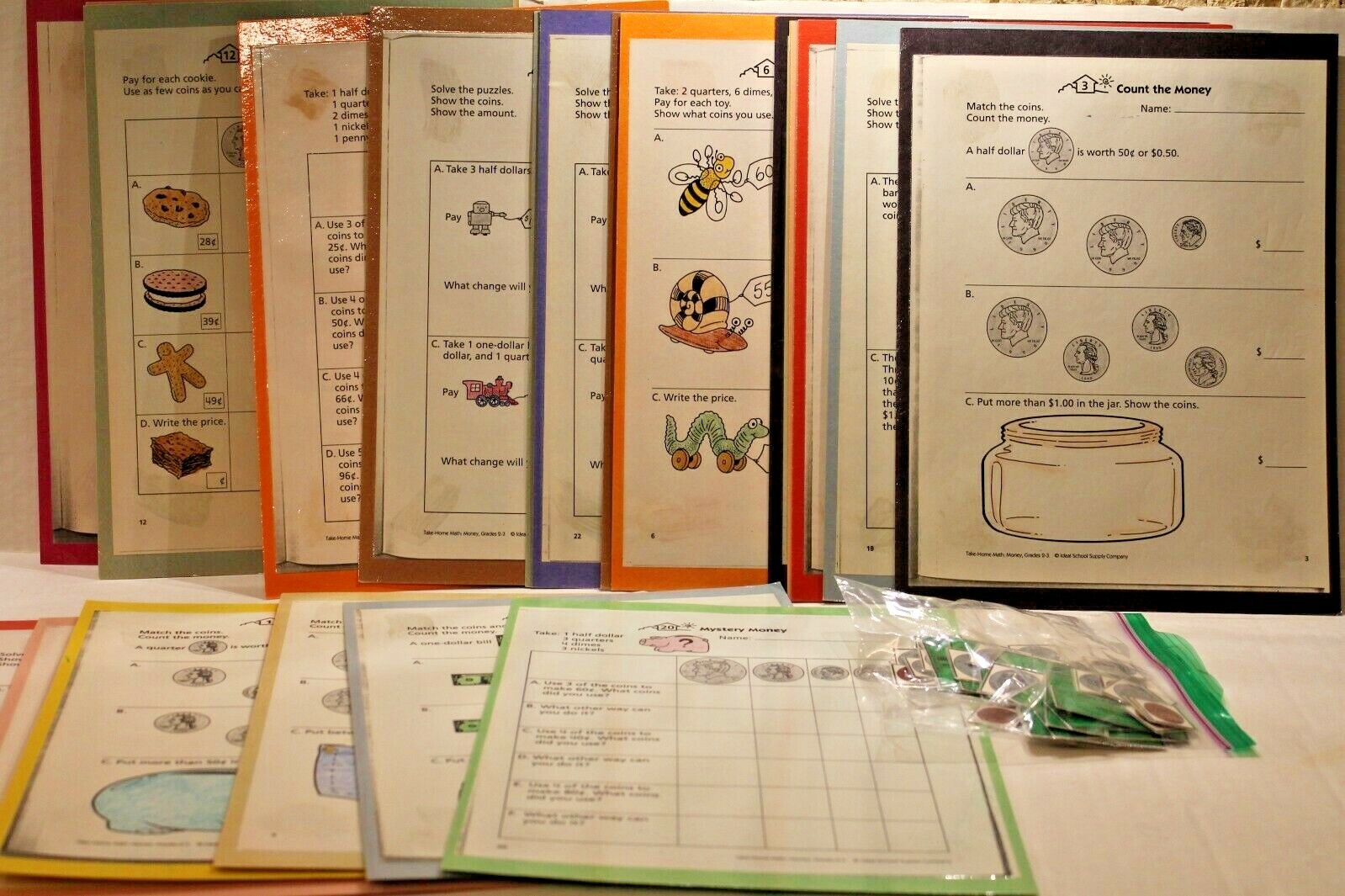 Ideal Take-Home Math: Money Grades 2-3 – Laminated Activity Pages & Coin Cards