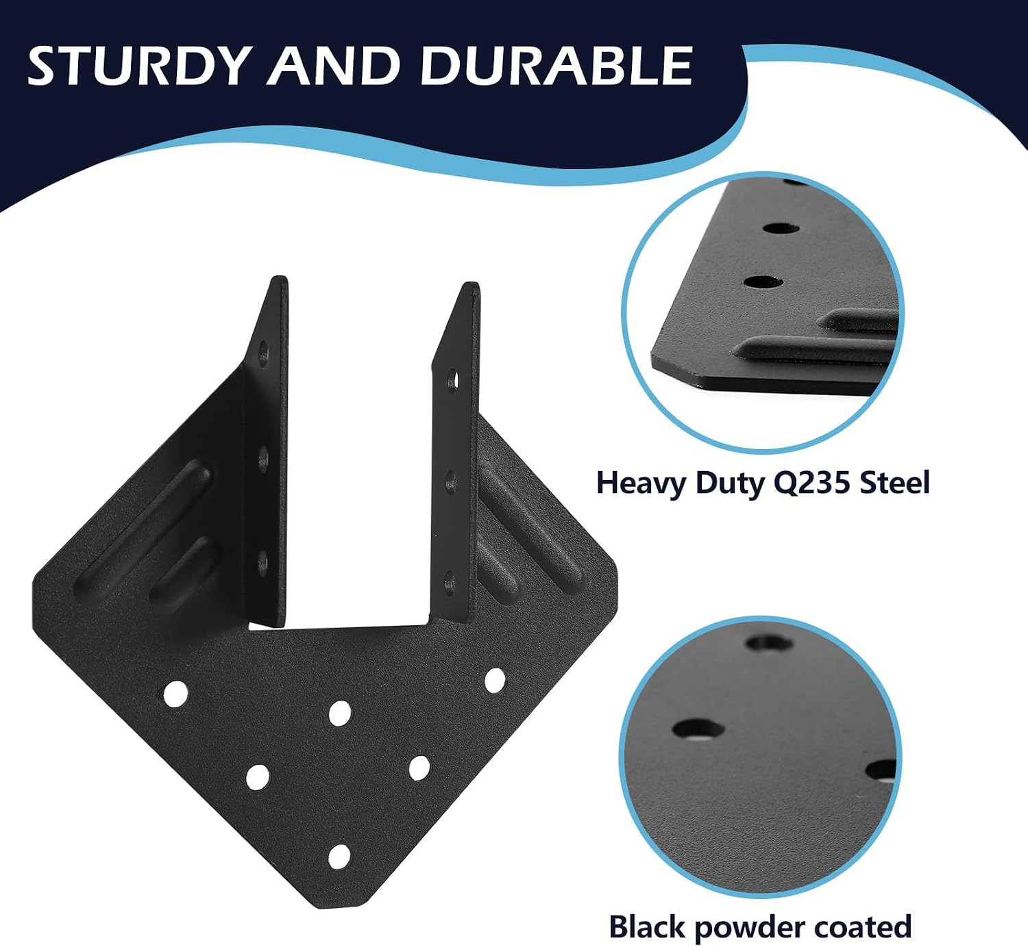 16 Pcs Hurricane Tie,14-Gauge(2Mm) Heavy Duty Joist Hangers,Black Powder Coating