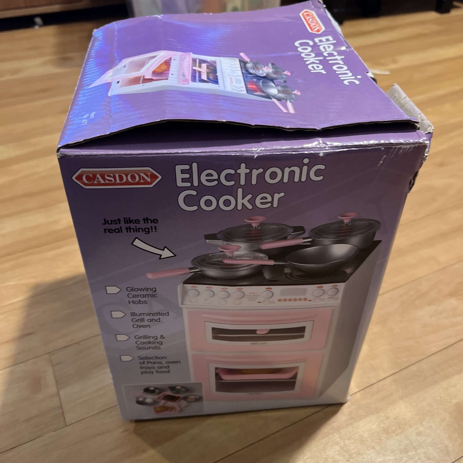 Casdon Electronic Cooker Toy Kitchen Pink Lights Sounds Kids Pretend Play
