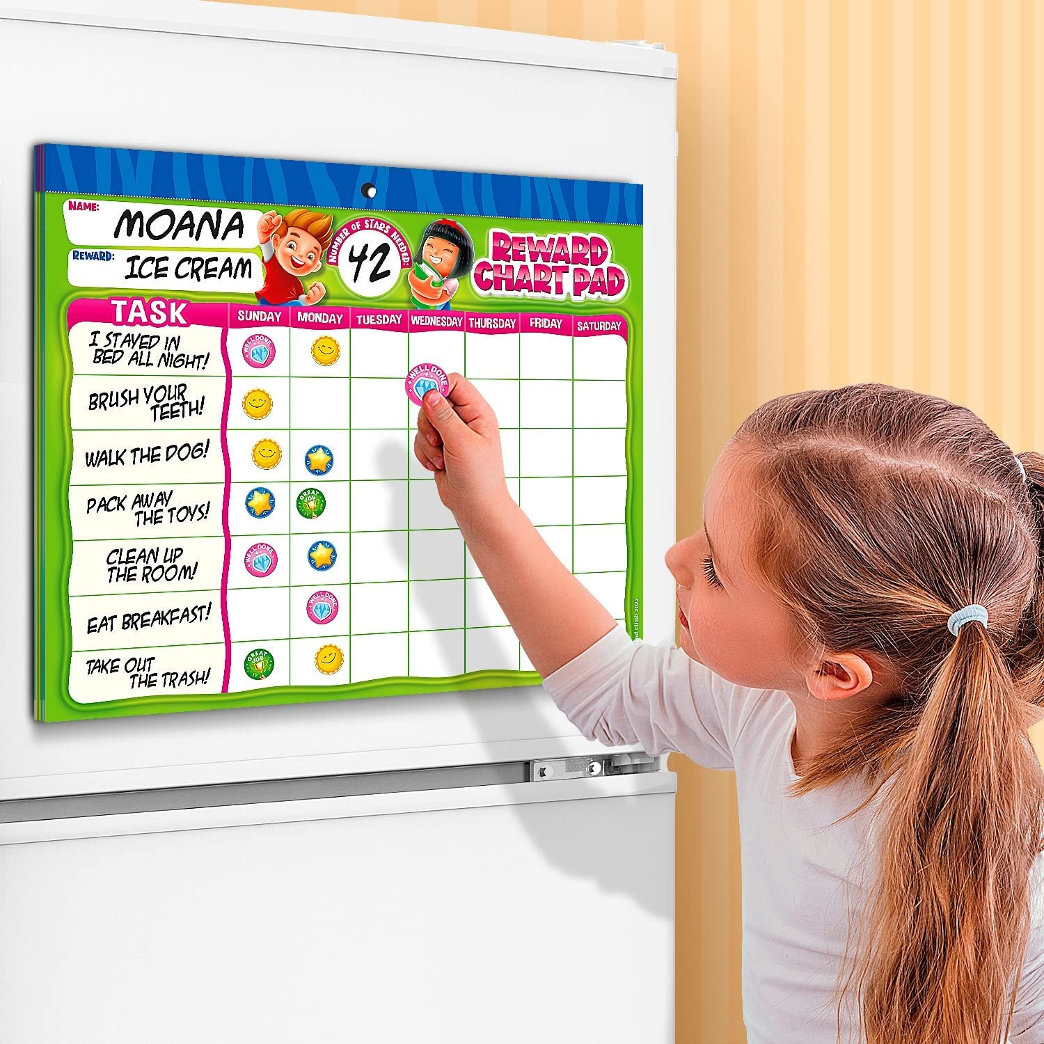 Behavior Reward Chart System – Pad with 26 Chore Charts for Kids, 2800 Stickers