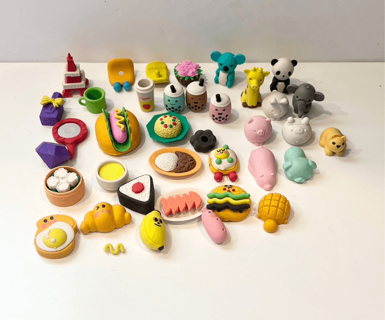 Iwako Japanese Erasers Lot Animals Food Objects