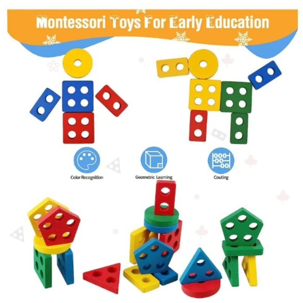 Gift Montessori Wooden Sensory Toys for Toddlers Age 1-3 Educational Puzzle