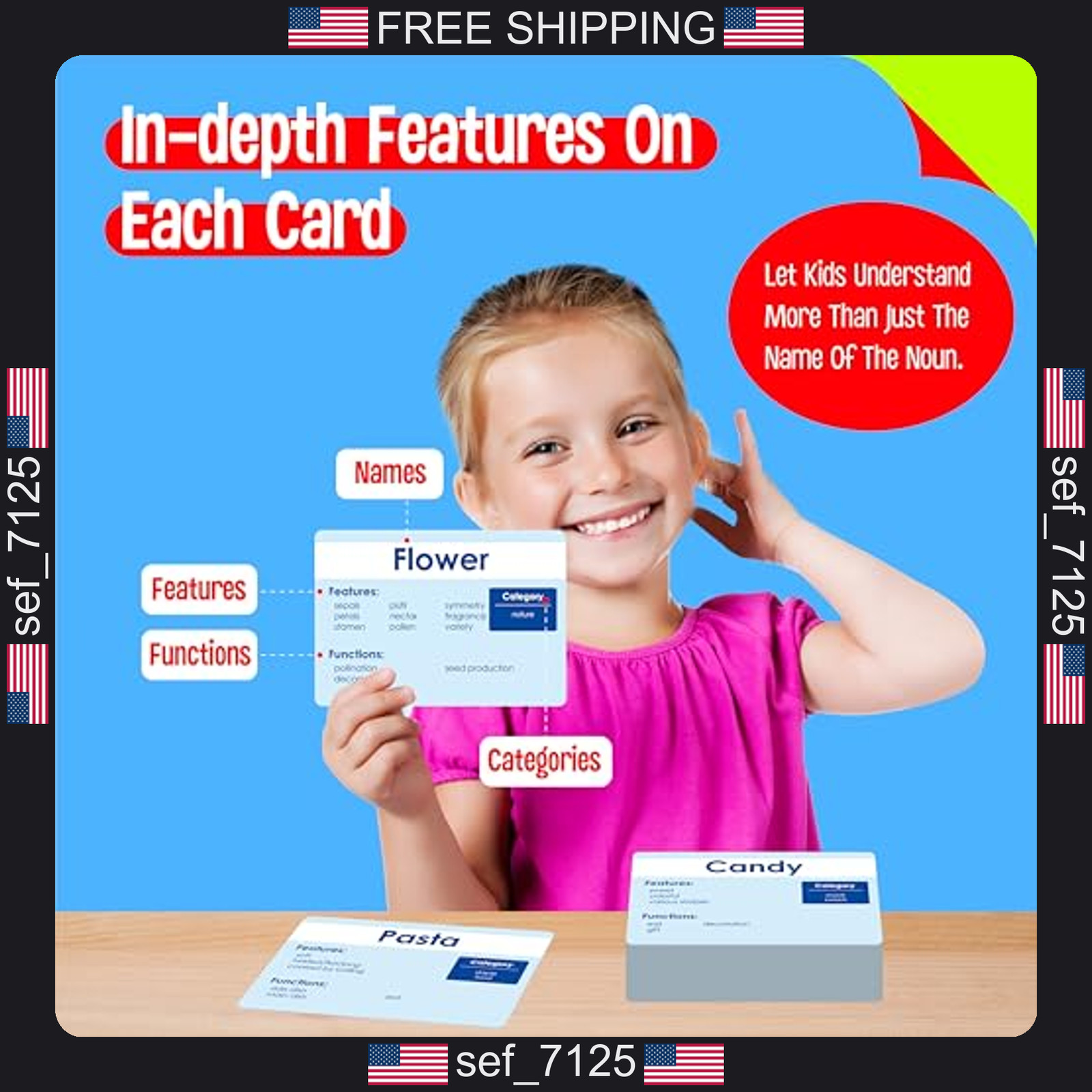 140 Noun Picture-Word Cards, Picture Flashcards Language Builder Visual Aid