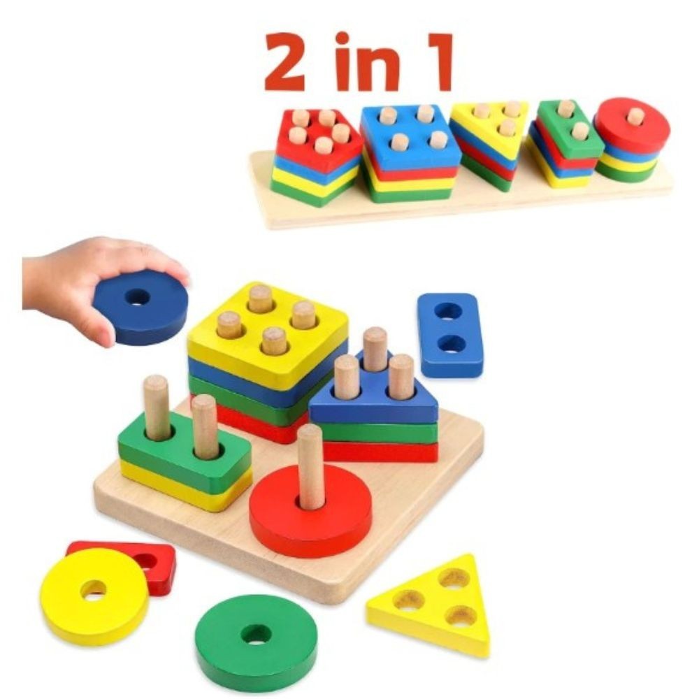 Gift Montessori Wooden Sensory Toys for Toddlers Age 1-3 Educational Puzzle