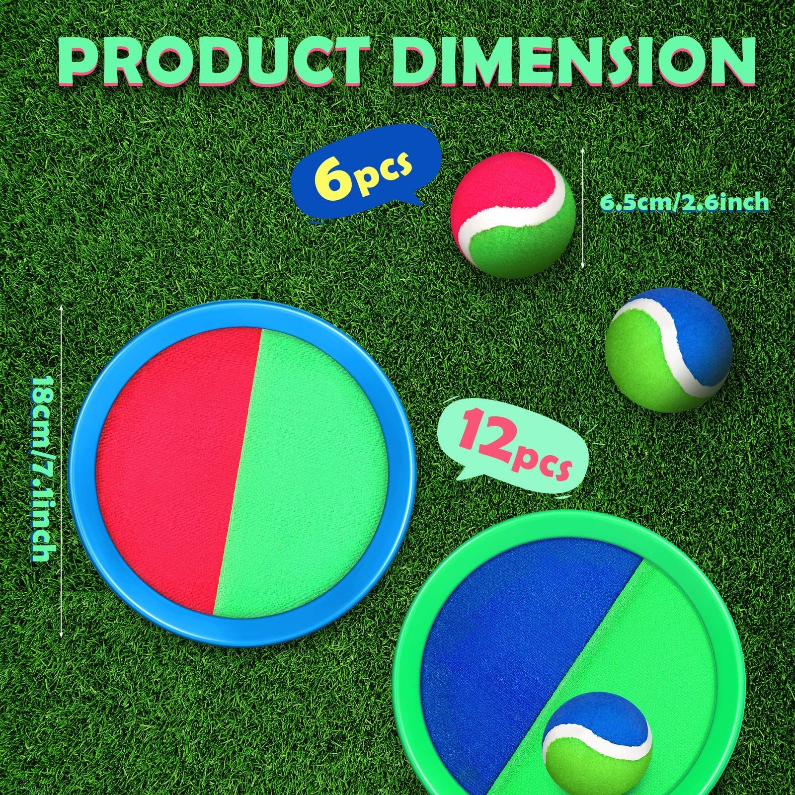 Charniol Kids Toys Toss and Catch Game Set Medium, Blue Green, Pink Green