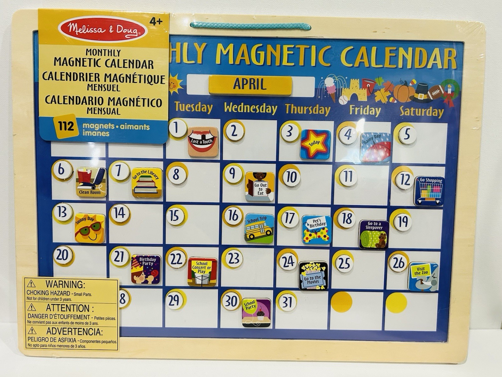 Melissa & Doug Monthly Magnetic Calendar 112 Pieces Wooden Kids Learning Toy NEW